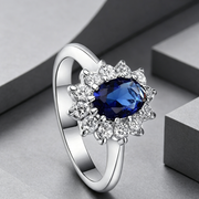 High-end foreign explosions jewelry Europe and the United States popular engagement ring high-grade blue zircon gold ring