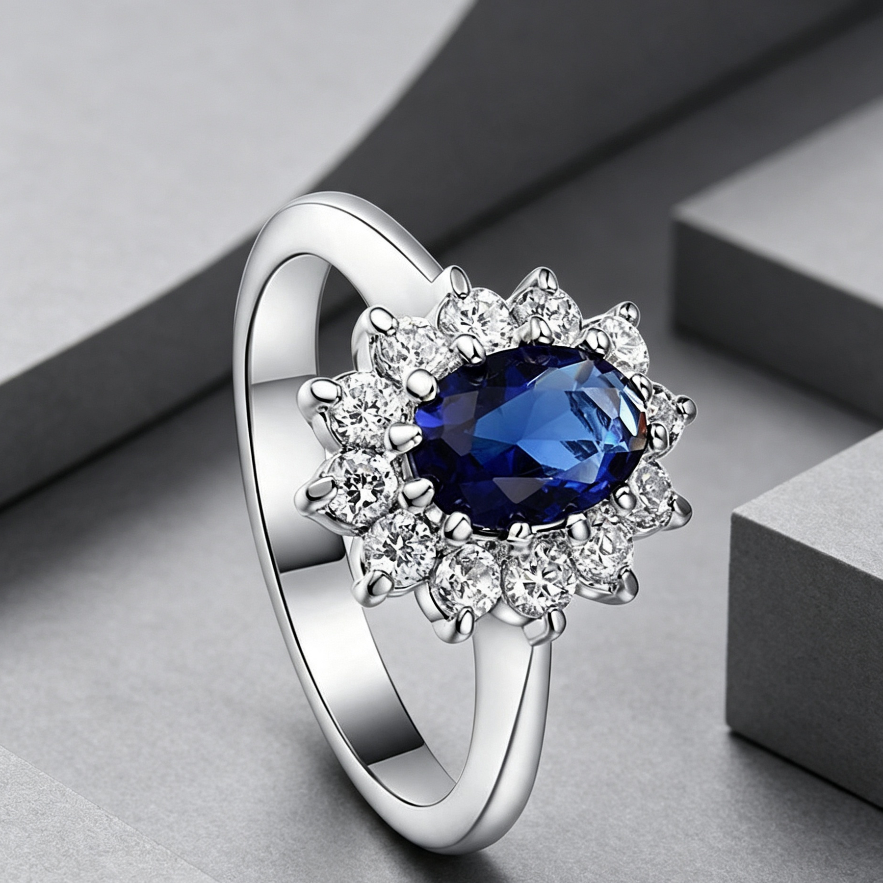 High-end foreign explosions jewelry Europe and the United States popular engagement ring high-grade blue zircon gold ring