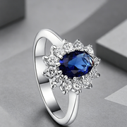 High-end foreign explosions jewelry Europe and the United States popular engagement ring high-grade blue zircon gold ring