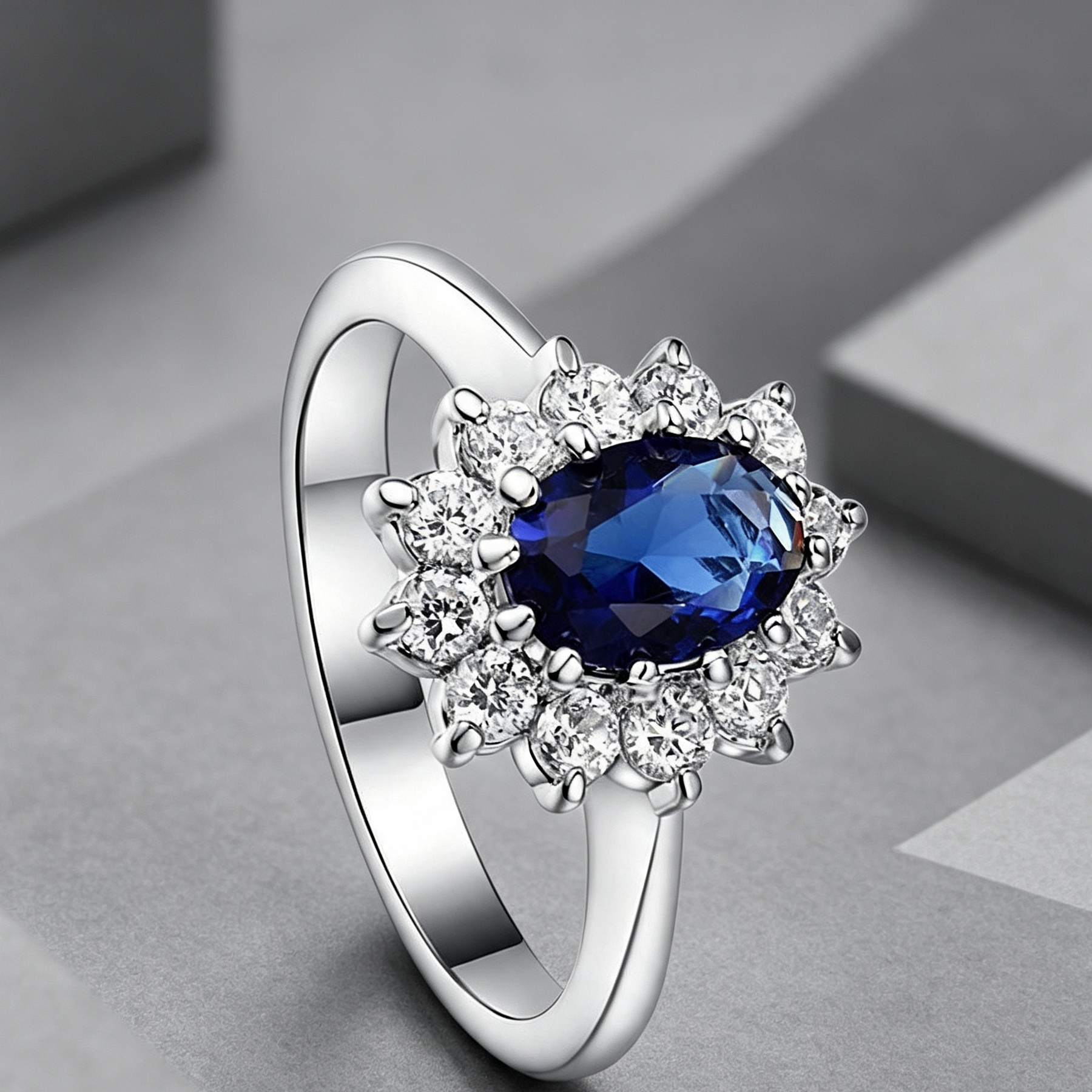 High-end foreign explosions jewelry Europe and the United States popular engagement ring high-grade blue zircon gold ring