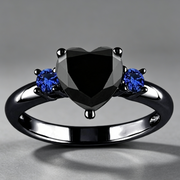 New European and American love shaped ring plated 925 silver black gold black gun color ring engagement jewelry