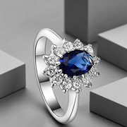 High-end foreign explosions jewelry Europe and the United States popular engagement ring high-grade blue zircon gold ring