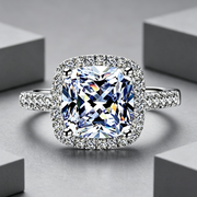 Ladies Moissanite 1 Carat Diamond Ring Luxury Round Diamond Princess Square Ring
