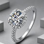 Ladies Moissanite 1 Carat Diamond Ring Luxury Round Diamond Princess Square Ring
