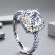 Ladies Moissanite 1 Carat Diamond Ring Luxury Round Diamond Princess Square Ring
