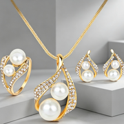Three-piece Set Of Earrings Necklaces  Rings  And Pearls