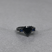 New European and American love shaped ring plated 925 silver black gold black gun color ring engagement jewelry