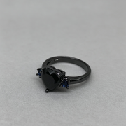 New European and American love shaped ring plated 925 silver black gold black gun color ring engagement jewelry