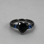 New European and American love shaped ring plated 925 silver black gold black gun color ring engagement jewelry