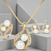 Three-piece Set Of Earrings Necklaces  Rings  And Pearls