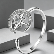 Stile Giapponese Di Donna Semplice Diamante In Linea Stella Luna Aperto Anello Di Moda Singolo Anello Di Moda