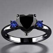 New European and American love shaped ring plated 925 silver black gold black gun color ring engagement jewelry