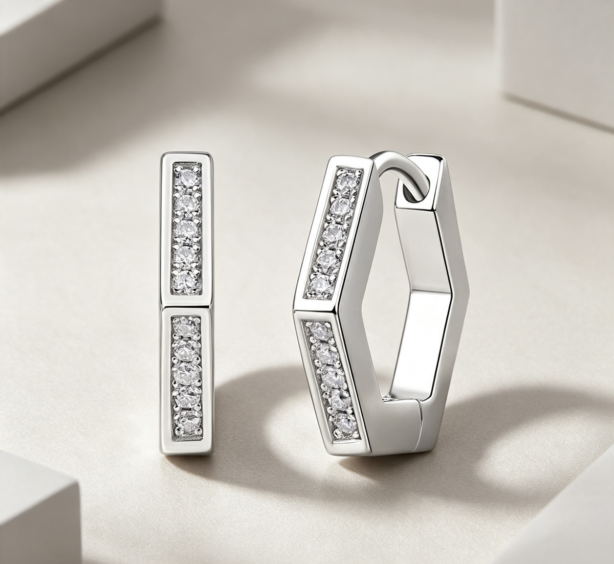 State Of Mind - Fashionable And Luxurious Diamond Jewelry Set With Moissanite S925 Sterling Silver And Platinum-plated Stud Earrings