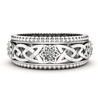 14k Plated White Diamond Ring Hollow Pattern Wedding Ring