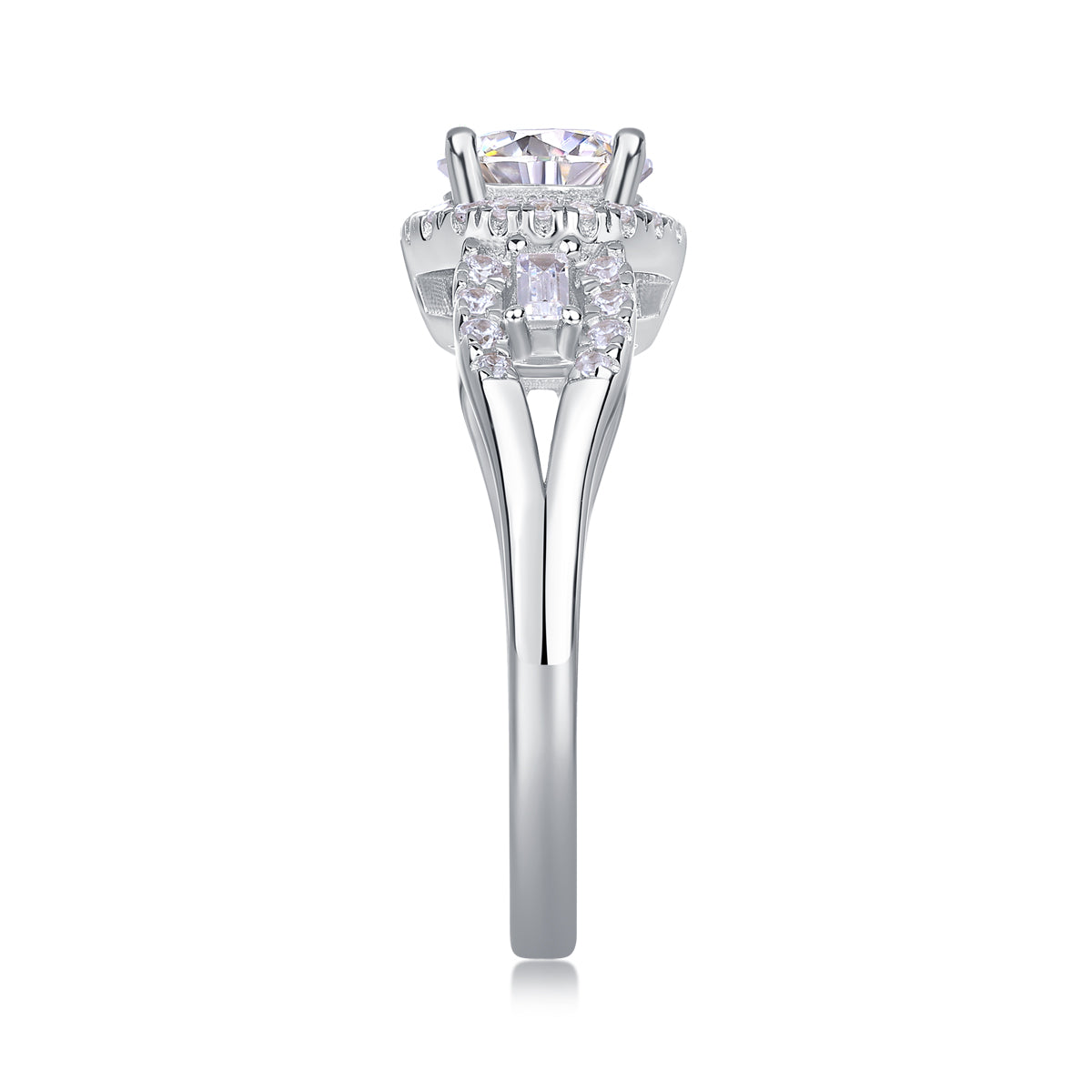 Luxury Fashion Large Diamond Wedding Ring With Moissanite Silver Ring