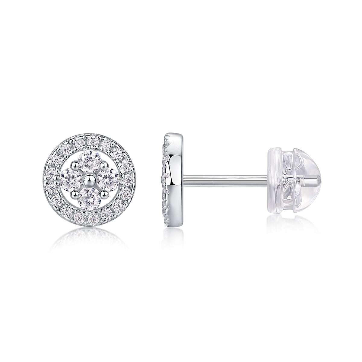 Silver Osmanthus - Fashionable And Luxurious Diamond Jewelry Earrings Set With Moissanite S925 Sterling Silver And Platinum-plated Stud Earrings