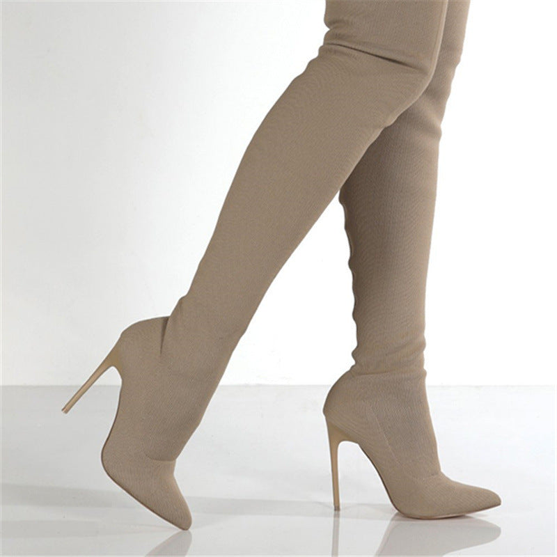 High-heel Knit Over-the-knee Boots