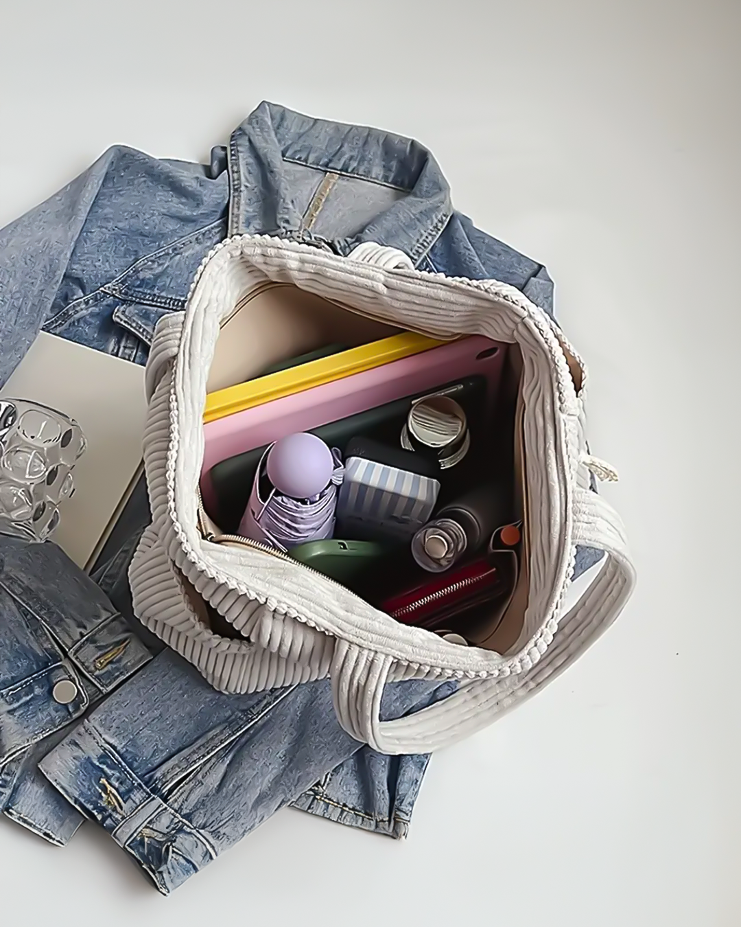 Large Corduroy Tote Bag for Women