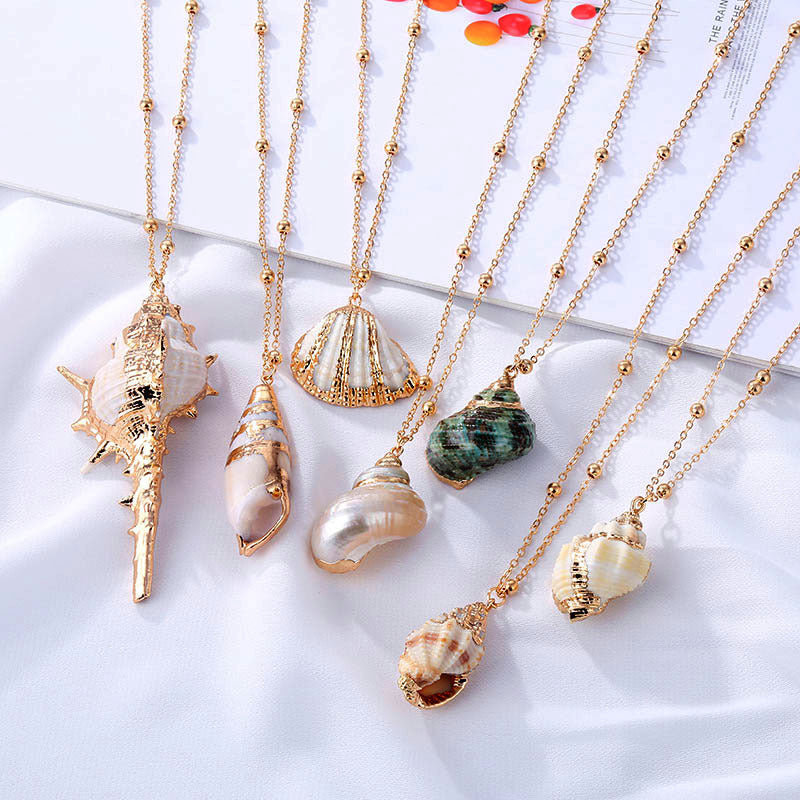 Women's Beach Shell Gold-plated Pendant Conch Necklace