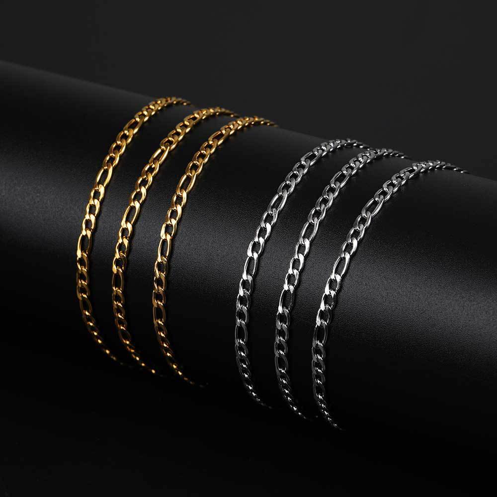 Stainless Steel Figaro Chain Titanium Steel 18K Gold Plating Hip Hop Men's Necklace