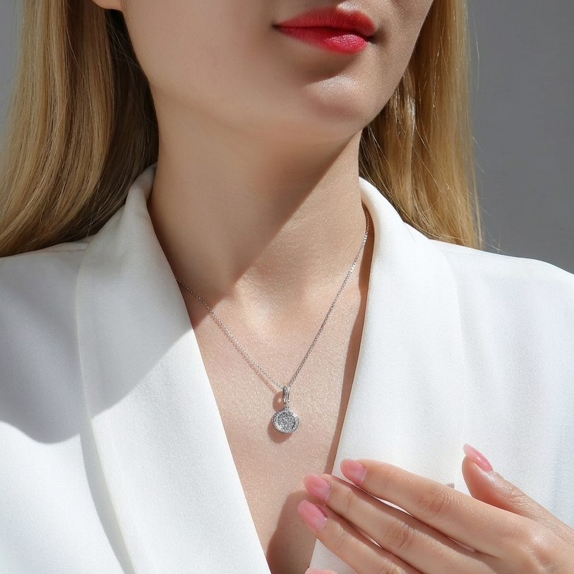 Double Ring Combination - A Fashionable And Luxurious Diamond Jewelry Piece Set With Moissanite S925 Sterling Silver And Platinum-plated Pendant