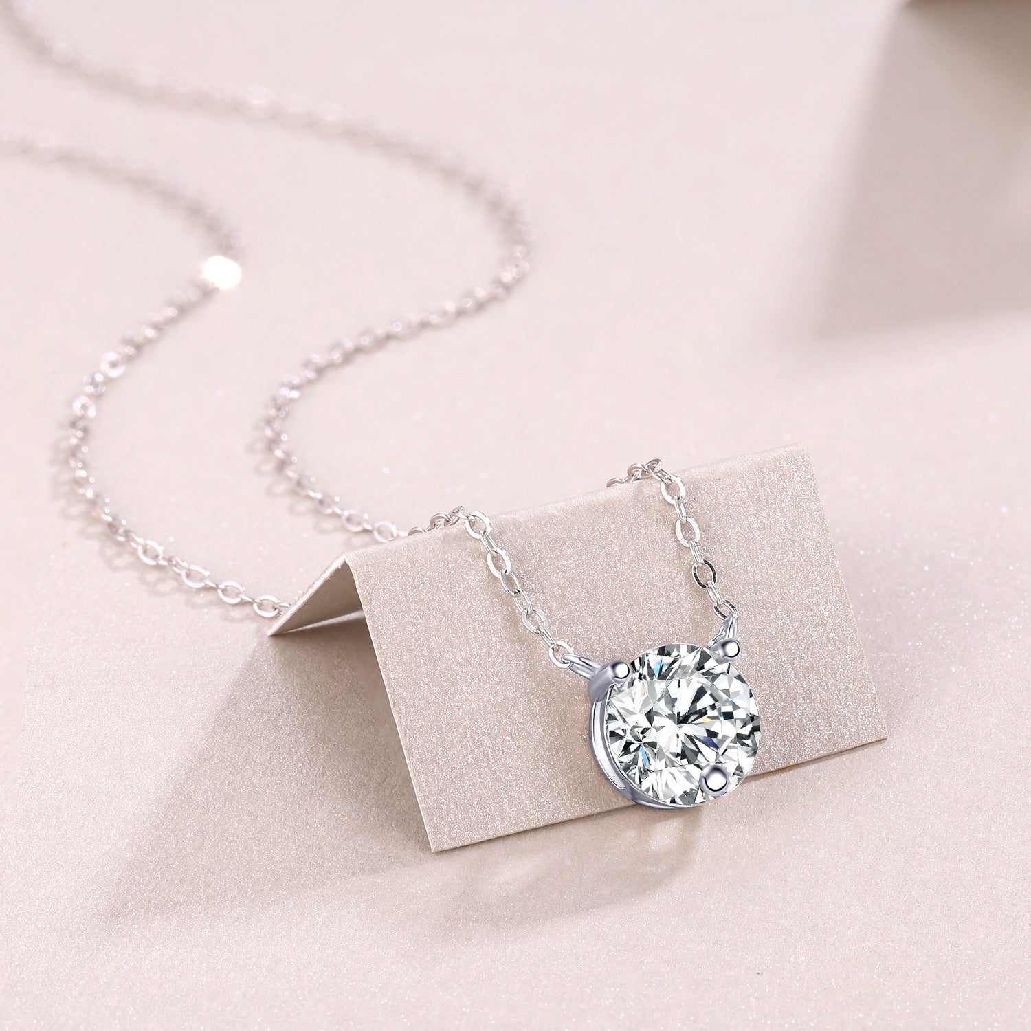 Love Of Time Solitaire Pendant — 2-Carat Moissanite & Platinum-Plated Sterling Silver