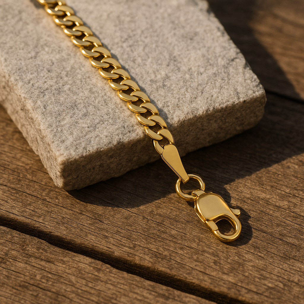 Bracelet - 10K Solid Yellow Gold – 8-Inch Designer Concave Anchor