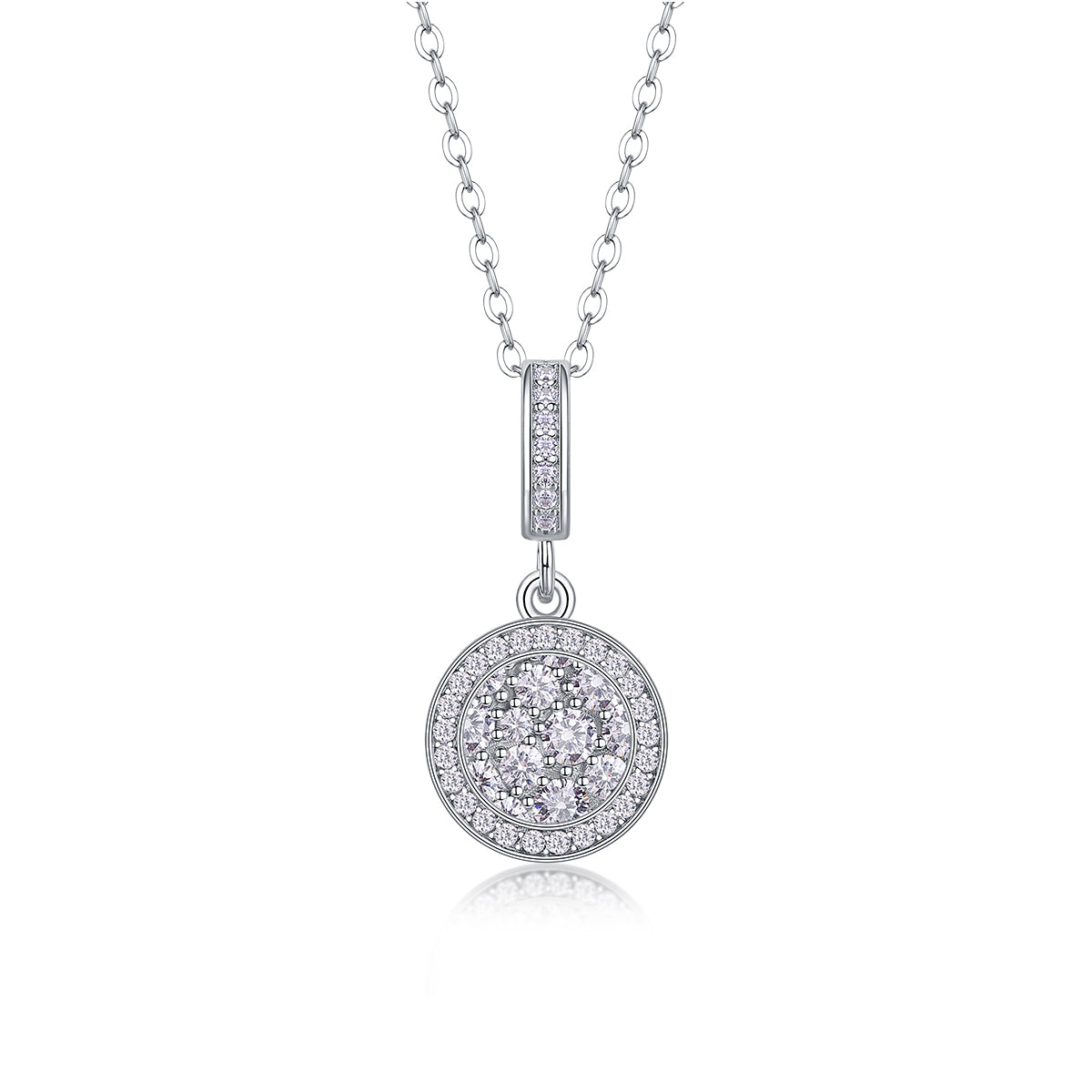 Double Ring Combination - A Fashionable And Luxurious Diamond Jewelry Piece Set With Moissanite S925 Sterling Silver And Platinum-plated Pendant