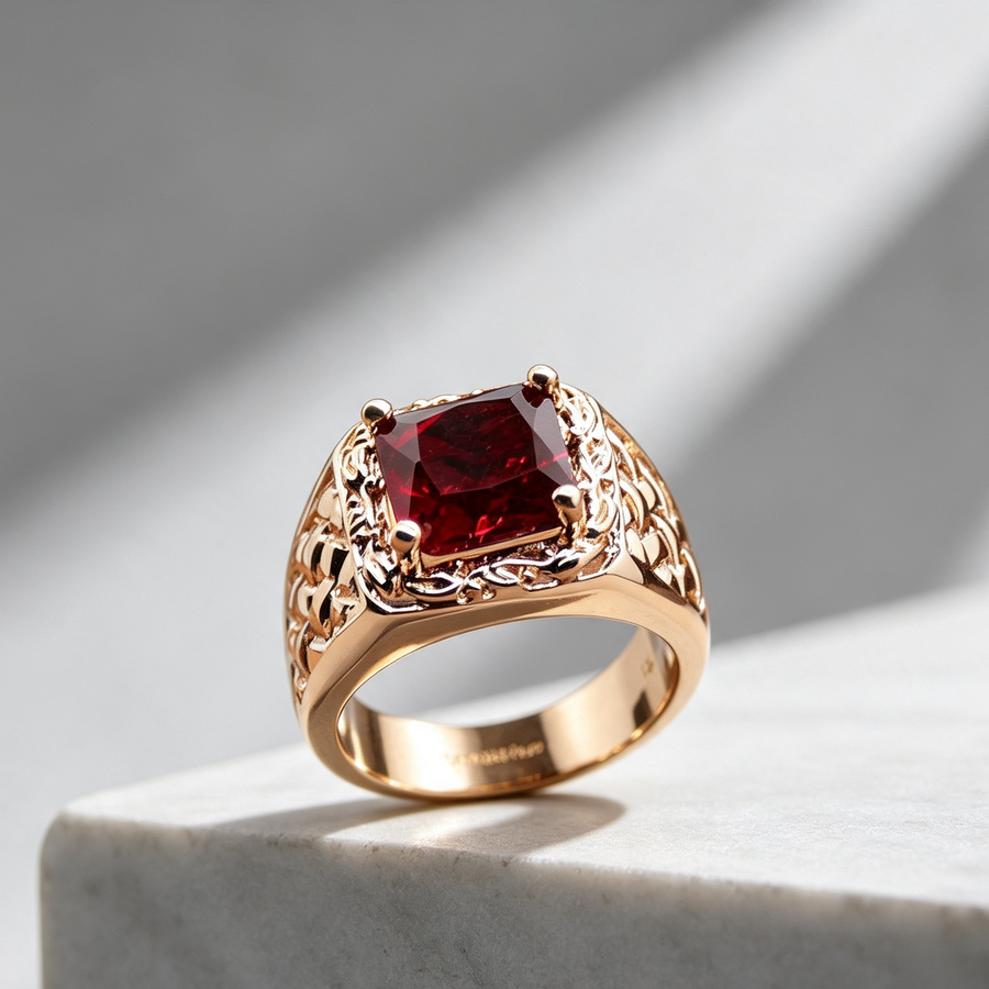 Hot new European and American plated 18k ruby engagement ring