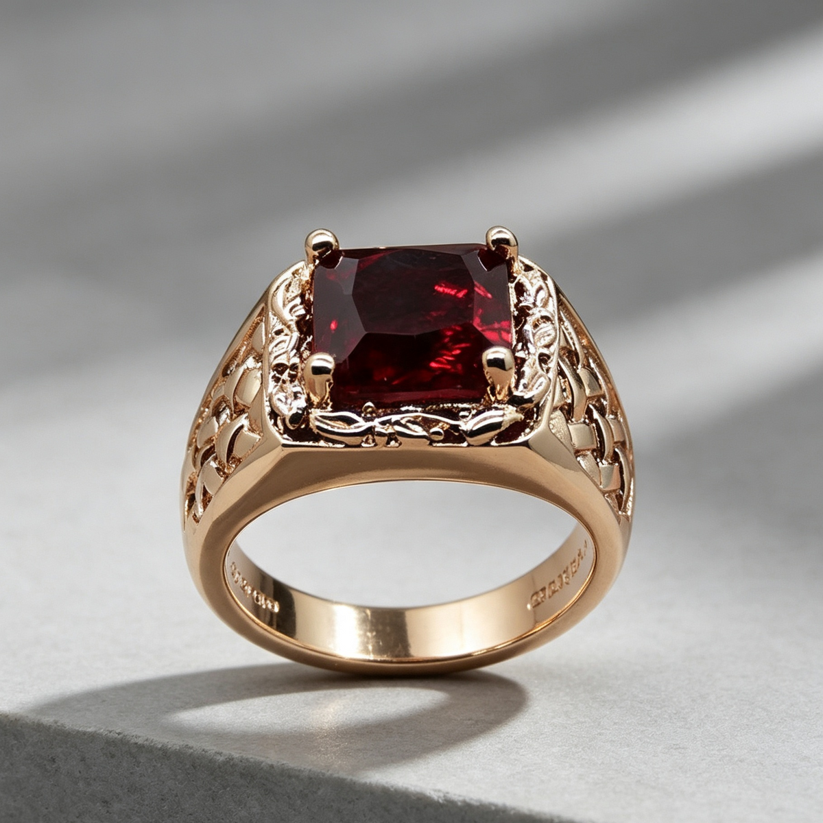 Hot new European and American plated 18k ruby engagement ring