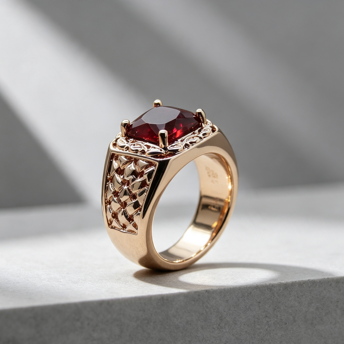 Hot new European and American plated 18k ruby engagement ring