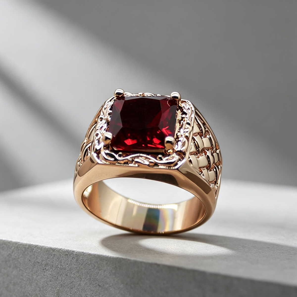 Hot new European and American plated 18k ruby engagement ring