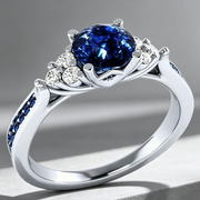 New inlaid sapphire zircon ring European and American hot-plated 925 silver princess engagement ring