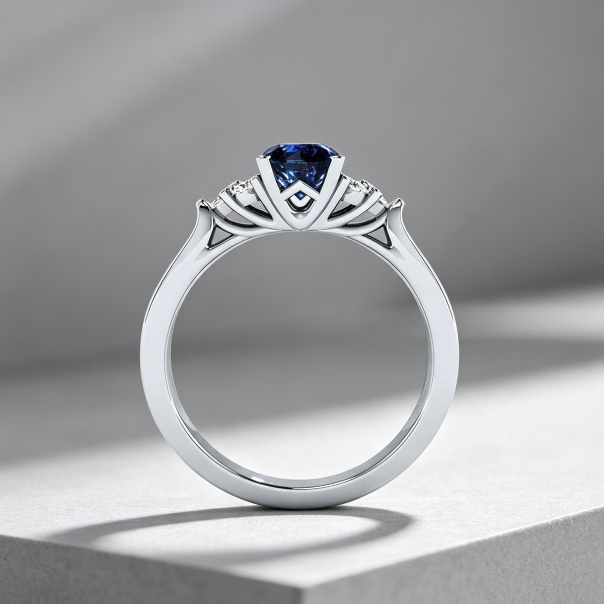 New inlaid sapphire zircon ring European and American hot-plated 925 silver princess engagement ring