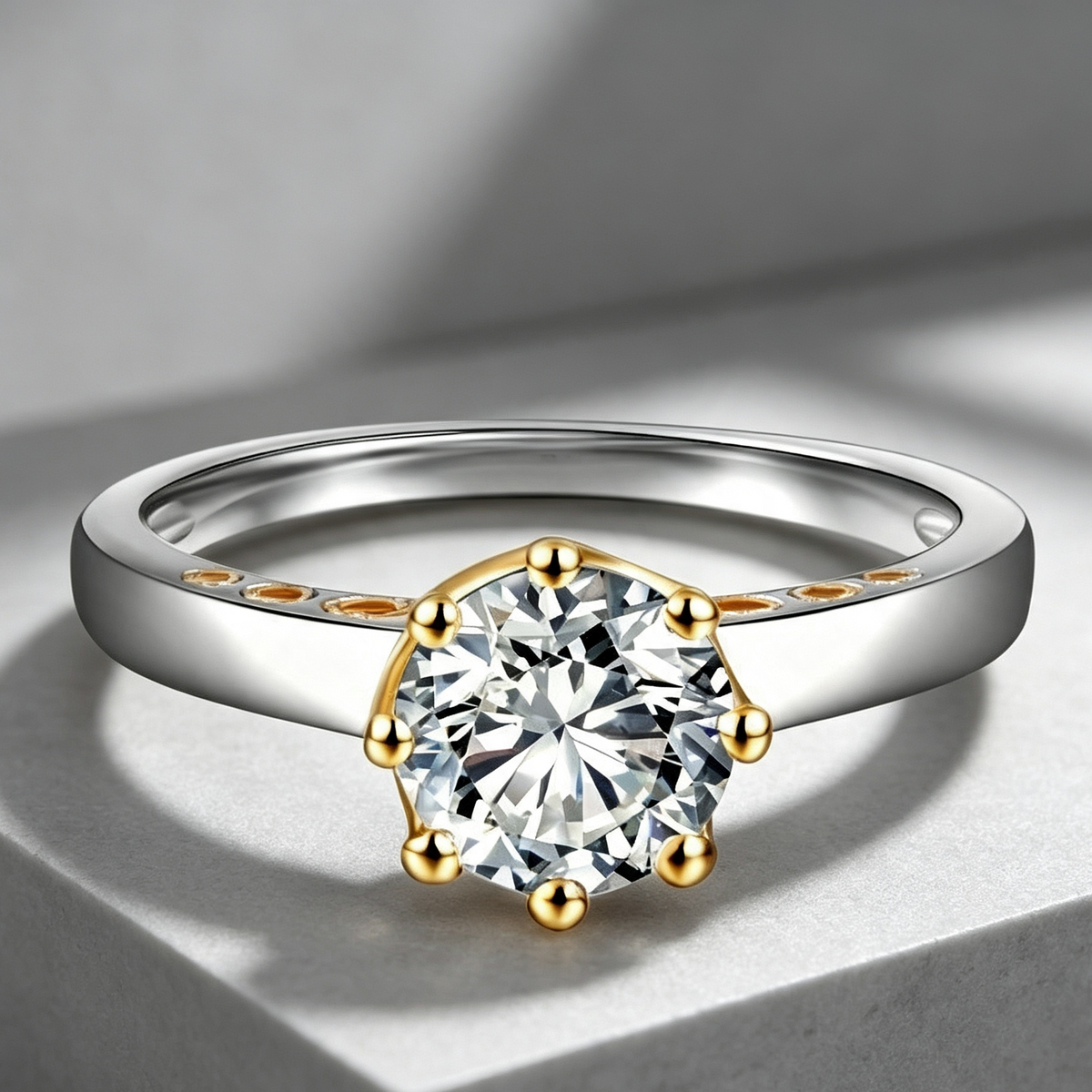 Ring Color Separation Crown Zircon Heart Shape