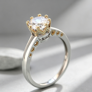 Ring Color Separation Crown Zircon Heart Shape
