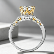 Ring Color Separation Crown Zircon Heart Shape