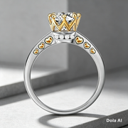 Ring Color Separation Crown Zircon Heart Shape