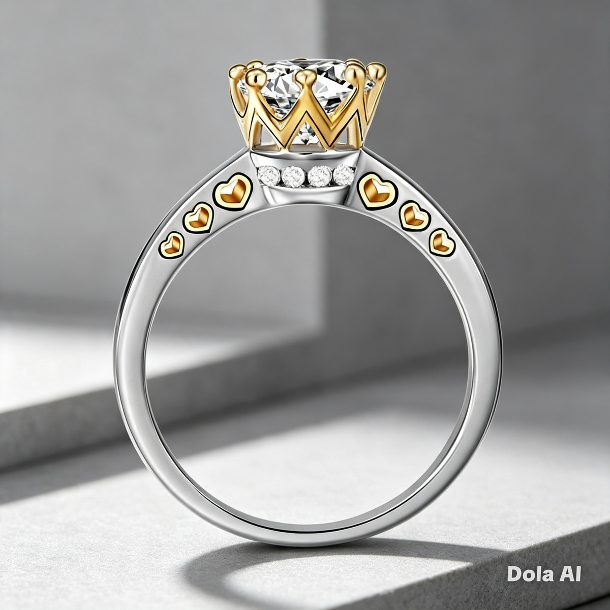 Ring Color Separation Crown Zircon Heart Shape