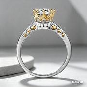 Ring Color Separation Crown Zircon Heart Shape