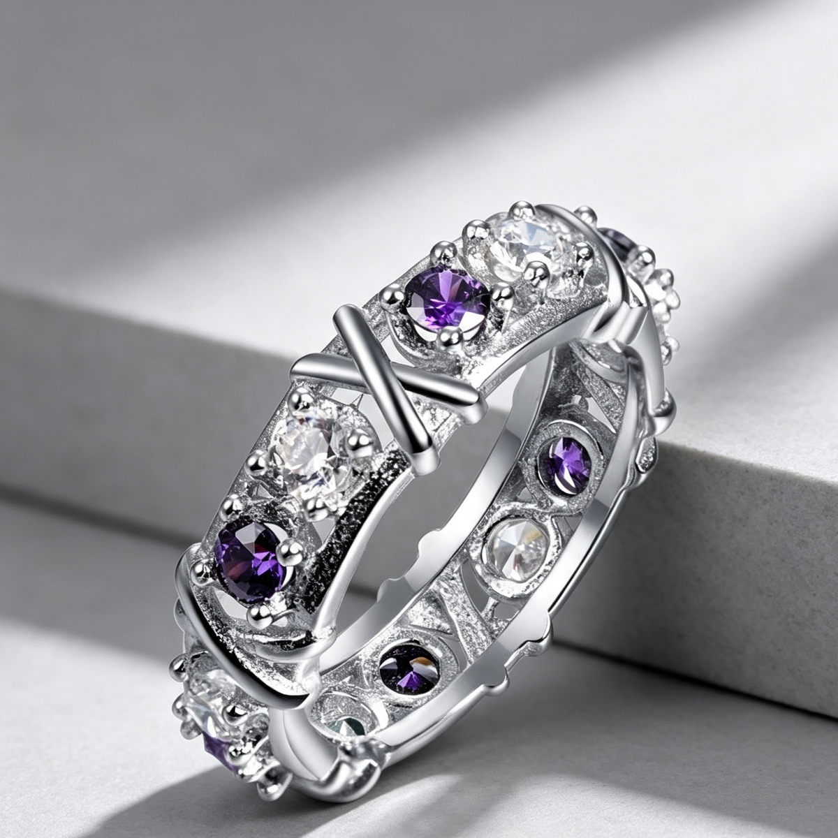 Europe and the United States zircon two color x ring ladies cross color burst models selling hot stone engagement jewelry