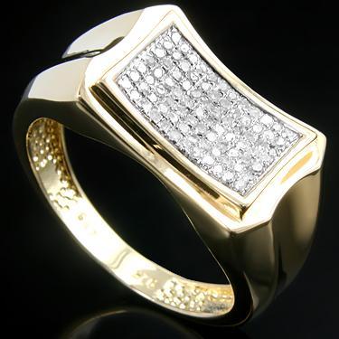 Powerful Men’s 14K Yellow Gold Over Sterling Silver Diamond Designer Ring – Size 11