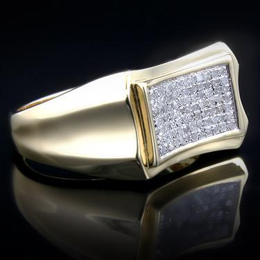 Powerful Men’s 14K Yellow Gold Over Sterling Silver Diamond Designer Ring – Size 11