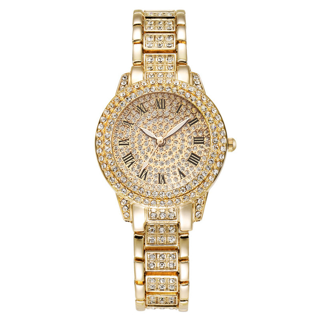 Diamond Roman Watch Bracelet Set