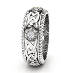 14k Plated White Diamond Ring Hollow Pattern Wedding Ring