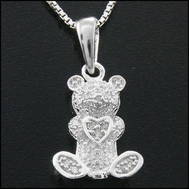 Bear Holding Heart Necklace