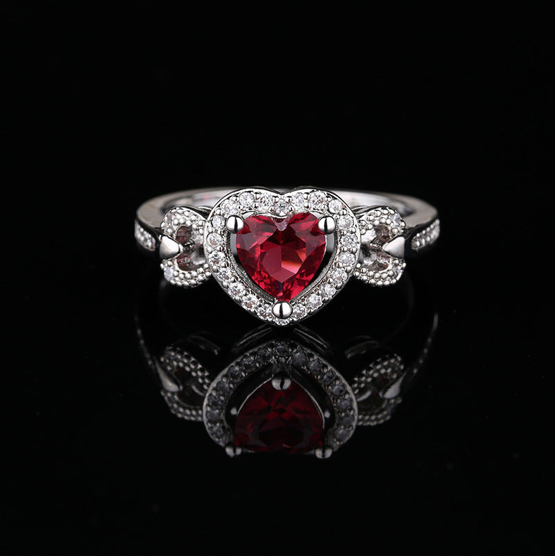 Women's Red Heart-shaped Wedding Ring Personalized Bracelet