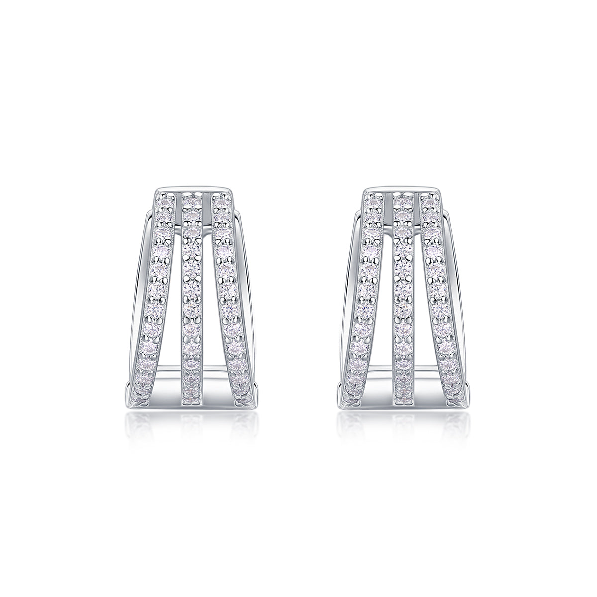 Human March Luxury Fashion Diamond Earrings Stud Inlaid With Mosan Diamond Silver Jewelry