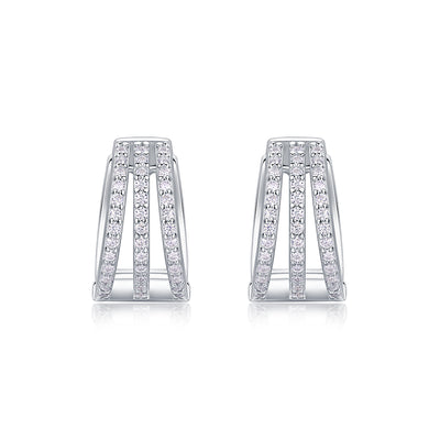 Human March Luxury Fashion Diamond Earrings Stud Inlaid With Mosan Diamond Silver Jewelry