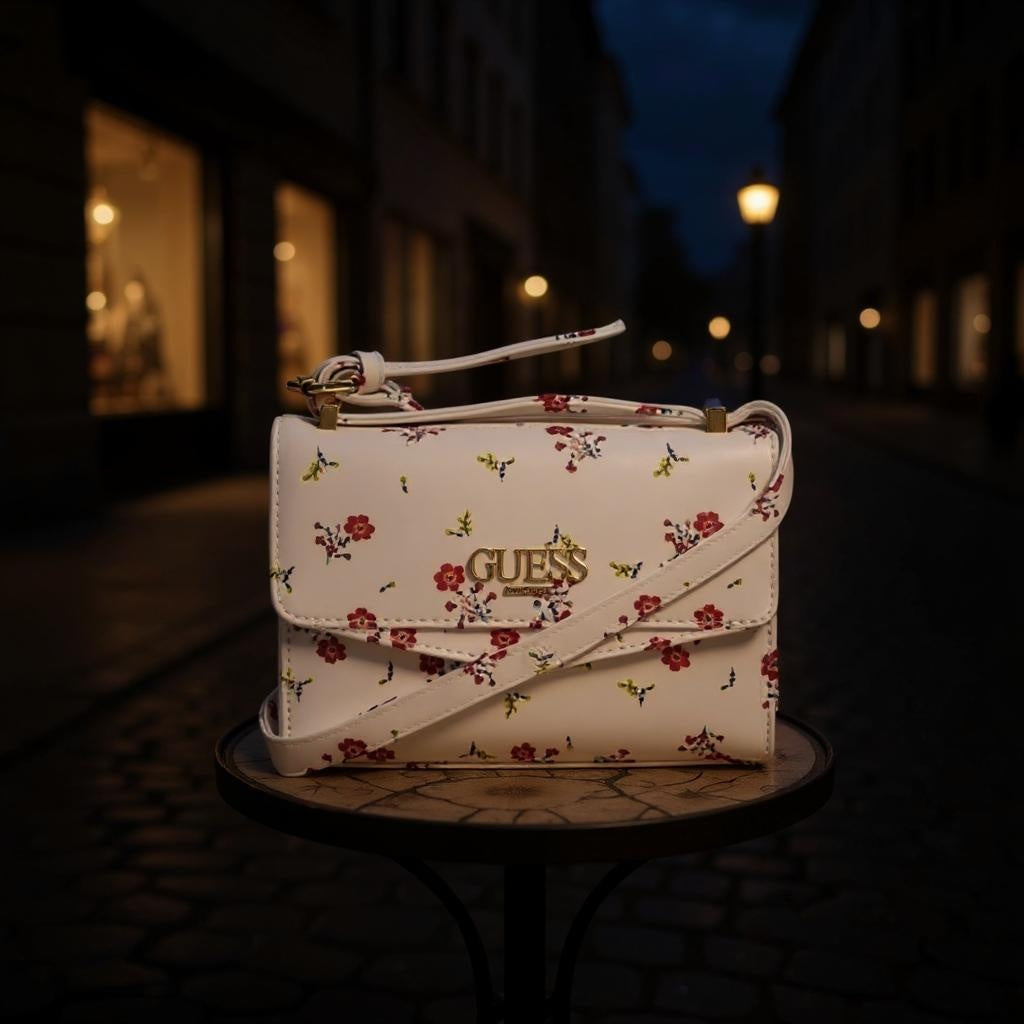 GUESS Women's Pink Floral Print Slim Wallet Clutch Bag.